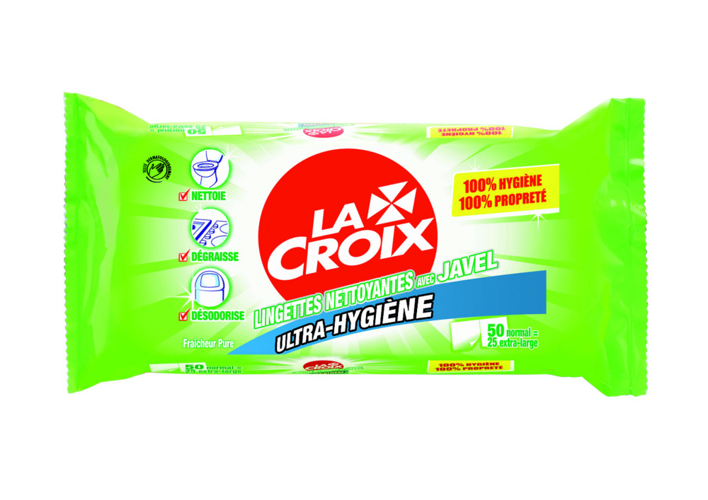 La Croix Lingettes nettoyantes avec Javel Ultra-hygiène - Paquet de 50