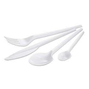 Cucharas desechables de plástico blanco 166 mm Cucharas desechables de plástico blanco 166 mm