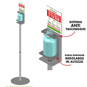 CWR Piantana da terra - con supporto - per dispenser regolabile - 140 cm - CWR CWR Piantana da terra - con supporto - per dispenser regolabile - 140 cm - CWR