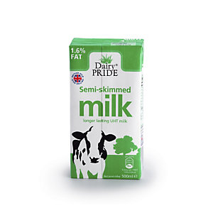 Dairy Pride Semi-Skimmed 500ml UHT Milk – Pack of 12