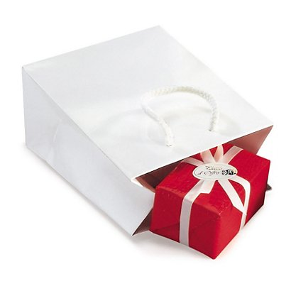 Darčeková taška z lesklého papiera biela 120x160x70 mm - 1