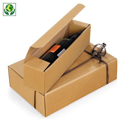 Darčekové krabice na víno pre 1 fľašu, 96x100x390 mm, hnedá - 1