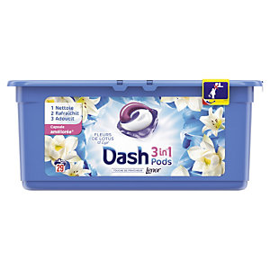 DASH Lessive liquide en dosette Dash 3 en 1, 29 doses Fleurs de Lotus et Lys