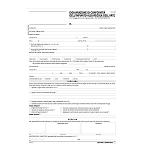 DATA UFFICIO Dichiarazione conformità impianto - snap 5 copie autoric. - 31 x 21 cm - DU184110000 DATA UFFICIO Dichiarazione conformità impianto - snap 5 copie autoric. - 31 x 21 cm - DU184110000