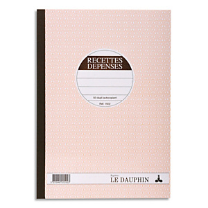 LE DAUPHIN Carnet recette/dépense 21x29,7cm autocopiant texté 50 feuillets numérotés dupli LE DAUPHIN Carnet recette/dépense 21x29,7cm autocopiant texté 50 feuillets numérotés dupli