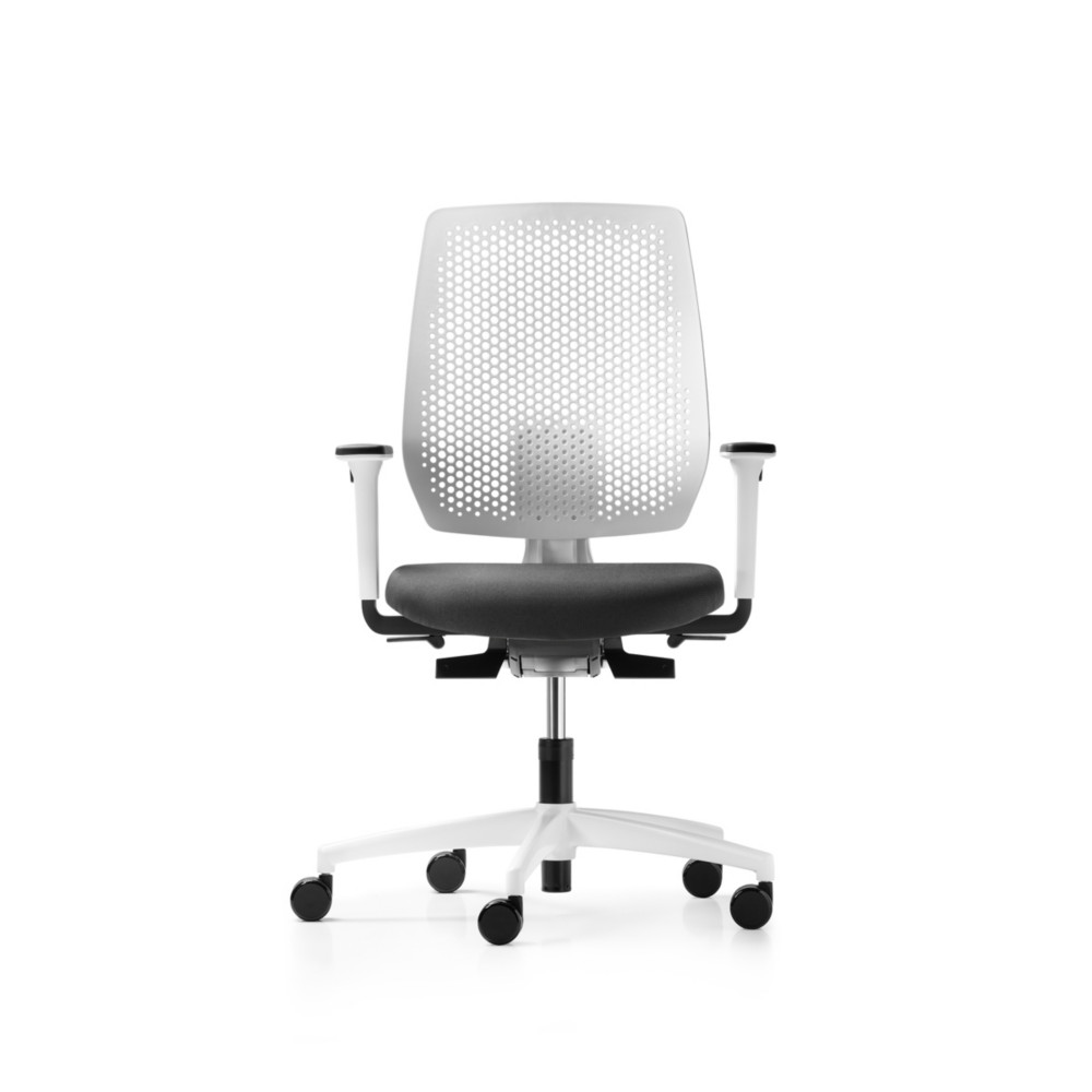 Dauphin Fauteuil de bureau ergonomique Speed-O - dossier résille et piètement coloris Blanc - assise coloris Noir