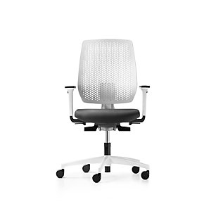 Dauphin Fauteuil de bureau ergonomique Speed-O - dossier résille et piètement coloris Blanc - assise coloris Noir