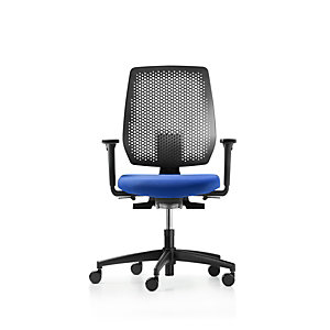Dauphin Fauteuil de bureau ergonomique Speed-O - dossier résille et piètement coloris Noir - assise coloris Bleu