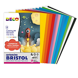 DECO Busta di carta Bristol - 50 x 70 cm - colori assortiti - 15 fogli