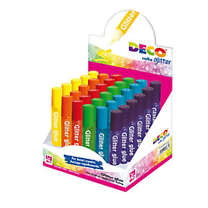 DECO Colla glitter - 10,5 ml - colori assortiti pastello  - display 30 pezzi