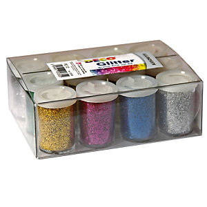 DECO Glitter flacone grana fine - 25ml - colori assortiti  - conf. 12 flaconi