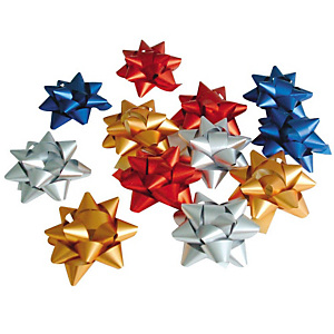 Decorazioni per pacco regalo, Stelline, Colori assortiti (confezione 12 pezzi) Decorazioni per pacco regalo, Stelline, Colori assortiti (confezione 12 pezzi)