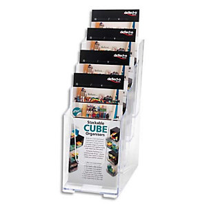 DEFLECTO Porte-brochures 4 cases format 1/3 A4 transparent