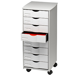 Desserte8 tiroirs Paperflow - polystyrène - Corps Gris - Tiroirs Gris