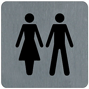 Deurbordje toiletten voor dames en heren 10 x 10 cm geborsteld aluminium