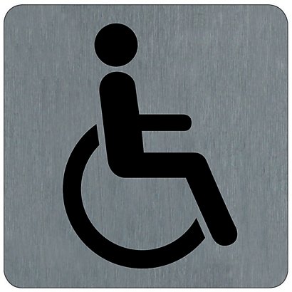 Deurbordje toiletten voor gehandicapten 10 x 10 cm geborsteld aluminium