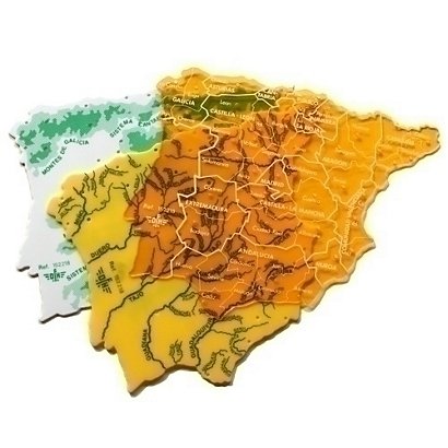 DFH Plantillas, 3 mapas de España, grandes, en colores
