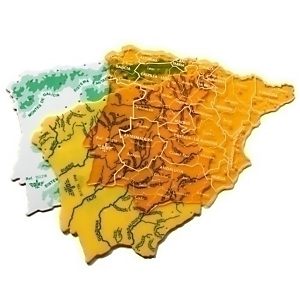 DFH Plantillas, 3 mapas de España, pequeños, en colores DFH Plantillas, 3 mapas de España, pequeños, en colores