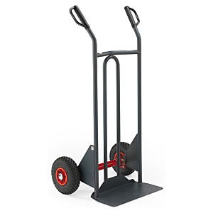 Diable à basculement assisté fixe pour sols accidentés roues caoutchouc