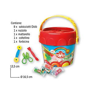 DIDO Pasta modellabile DiDò medio - DiDò - secchiello 6 salsicciotti con attrezzi DIDO Pasta modellabile DiDò medio - DiDò - secchiello 6 salsicciotti con attrezzi