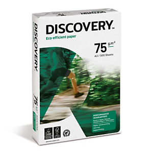 Discovery Papel Multifunción para Faxes, Fotocopiadoras, Impresoras Láser e Impresoras de Inyección de Tinta Blanco A3 75 g/m² 500 hojas Discovery Papel Multifunción para Faxes, Fotocopiadoras, Impresoras Láser e Impresoras de Inyección de Tinta Blanco A3 75 g/m² 500 hojas