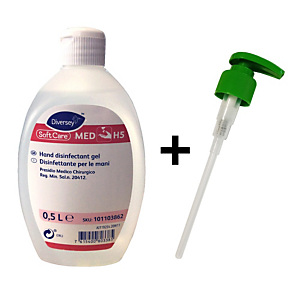 Diversey Soft Care Med H5 Gel disinfettante per le mani, Alcol al 72,2%, Flacone 500 ml con erogatore Diversey Soft Care Med H5 Gel disinfettante per le mani, Alcol al 72,2%, Flacone 500 ml con erogatore