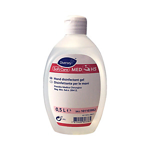 Diversey Soft Care Med H5 Gel disinfettante per le mani, Alcol al 72,2%, Flacone 500 ml Diversey Soft Care Med H5 Gel disinfettante per le mani, Alcol al 72,2%, Flacone 500 ml