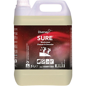 Diversey SURE Washroom Cleaner & Descaler Detergente e disincrostante per bagno A base vegetale Biodegradabile al 100% 5 litri Diversey SURE Washroom Cleaner & Descaler Detergente e disincrostante per bagno A base vegetale Biodegradabile al 100% 5 litri