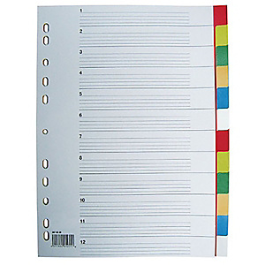 Divisorio neutro, A4, 12 tasti, Polipropilene, Colori assortiti Divisorio neutro, A4, 12 tasti, Polipropilene, Colori assortiti