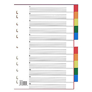 Divisorio neutro, A4, 6 tasti, Polipropilene, Colori assortiti Divisorio neutro, A4, 6 tasti, Polipropilene, Colori assortiti