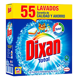 DIXAN Total Detergente para máquina en polvo con quitamanchas y anti-cal, 3,025 kg, 55 lavados DIXAN Total Detergente para máquina en polvo con quitamanchas y anti-cal, 3,025 kg, 55 lavados