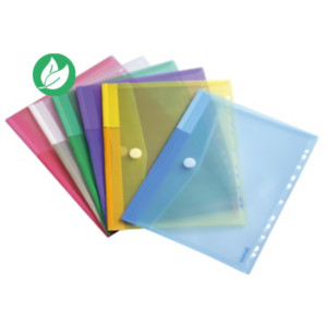 DJOIS by Tarifold Pochettes-enveloppes perforées Color Collection A4 polypropylène assorties  - lot de 12