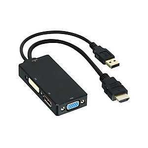 DLH ADAPTATEUR HDMI (M) VERS DVI / VGA / DISPLAYPORT (F), 0,15 m, HDMI Type A (Standard), DVI + VGA + DisplayPort, Mâle, Femelle, Droit DY-TU4790 DLH ADAPTATEUR HDMI (M) VERS DVI / VGA / DISPLAYPORT (F), 0,15 m, HDMI Type A (Standard), DVI + VGA + DisplayPort, Mâle, Femelle, Droit DY-TU4790