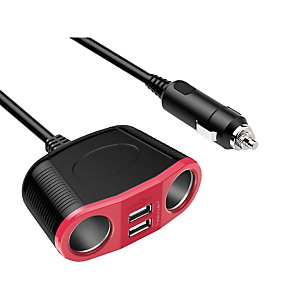 DLH MULTIPRISE ALLUME-CIGARE. 2 sorties allume-cigare max 150W et 2 sorties USB, Auto, Allume-cigare, Noir, Rouge DY-WU945 DLH MULTIPRISE ALLUME-CIGARE. 2 sorties allume-cigare max 150W et 2 sorties USB, Auto, Allume-cigare, Noir, Rouge DY-WU945