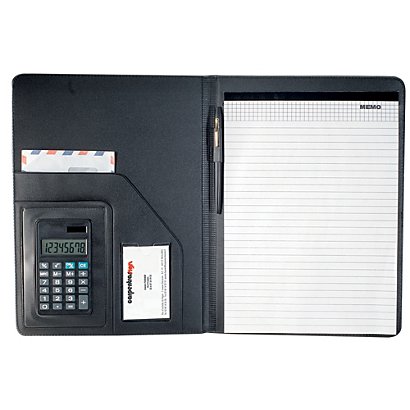 Documentenhouder met blok A4 Sign kleur zwart en rekenmachine - 1