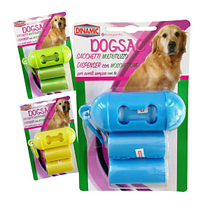 DOGSAC Dispenser con sacchetti per deiezioni, Colori assortiti (Set dispenser con 3 rotoli) DOGSAC Dispenser con sacchetti per deiezioni, Colori assortiti (Set dispenser con 3 rotoli)