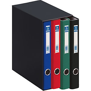 DOHE Oficolor Box de 4 carpetas de anillas, Folio, cartón plastificado, lomo 40 mm, colores surtidos