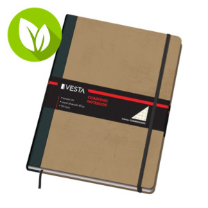 Dohe Vesta Nature Cuaderno, tapa cartoné, con goma, 96 hojas, Cuadriculado 5 x 5 mm, A4