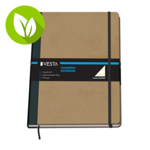 Dohe Vesta Nature Cuaderno, tapa cartoné, con goma, 96 hojas, Rayado horizontal, A4