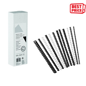 Dorsi plastici a 21 fori, Diametro 12 mm, Capacità 80 fogli, Bianco (confezione 100 pezzi) Dorsi plastici a 21 fori, Diametro 12 mm, Capacità 80 fogli, Bianco (confezione 100 pezzi)