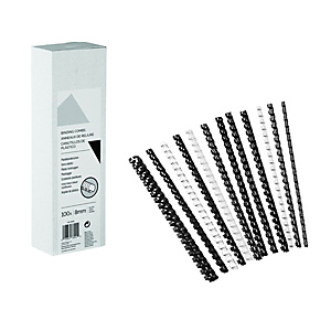 Dorsi plastici a 21 fori, Diametro 12 mm, Capacità 80 fogli, Nero Dorsi plastici a 21 fori, Diametro 12 mm, Capacità 80 fogli, Nero
