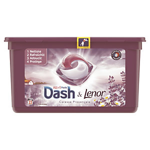 Dosettes lessive Dash & Lenor All in 1, Provençale, boîte de 33