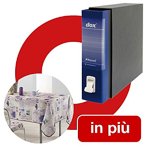 dox 2 classic offerta 12 registratori archivio formato protocollo, dorso 8 cm, colore blu + 1 tovaglia antimacchia compresa nel prezzo