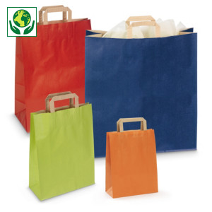 Draagtas van gekleurd kraftpapier met platte oren Draagtas van gekleurd kraftpapier met platte oren