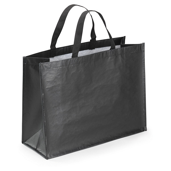 Draagtas van gevlochten polypropyleen 80% gerecycled zwart - 1