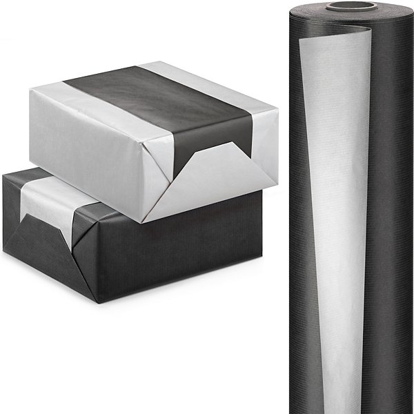 Dual-coloured kraft wrapping paper, silver and black, 700mmx50m - 2
