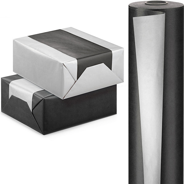 Dual-coloured kraft wrapping paper, silver and black, 700mmx50m - 1