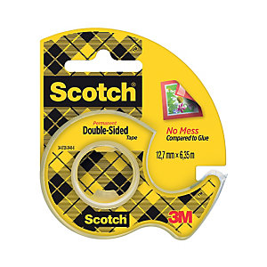 Dubbelzijdig plakband zonder beschermfilm Scotch® 12 mm x 6,3 m op rolhouder