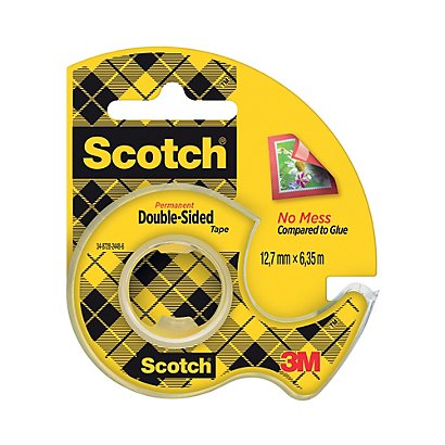 Dubbelzijdig plakband zonder beschermfilm Scotch® 12 mm x 6,3 m op rolhouder - 1