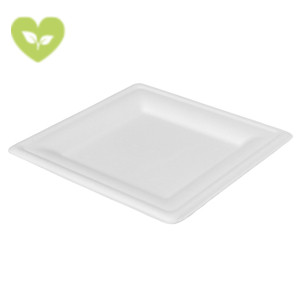 DUNI ecoecho® Piatto monouso quadrato in bagassa bio e compostabile, 16 x 16 cm, Bianco (confezione 1.000 pezzi)